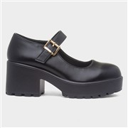 Heart Kelly Womens Black Chunky Mary Jane Shoe (Click For Details)
