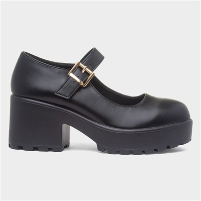 Kelly Womens Black Chunky Mary Jane Shoe
