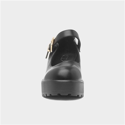 Kelly Womens Black Chunky Mary Jane Shoe