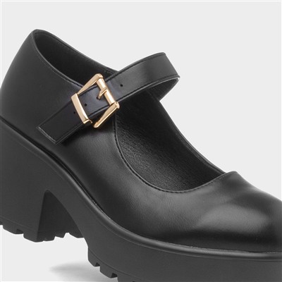 Kelly Womens Black Chunky Mary Jane Shoe