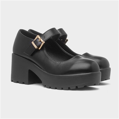 Kelly Womens Black Chunky Mary Jane Shoe