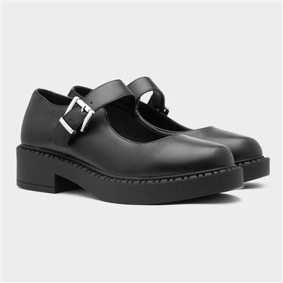 Mia Womens Black Mary Jane Buckle Shoe