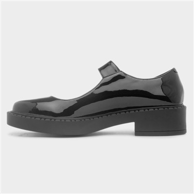 Mia Womens Black Patent Buckle Shoe