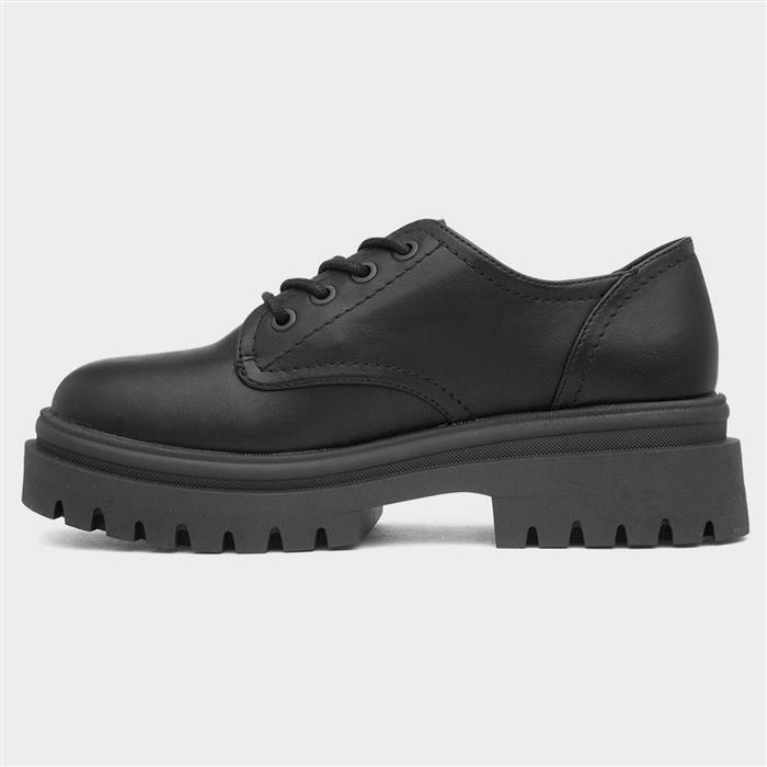 Donna Womens Black Chunky Lace Up Shoe