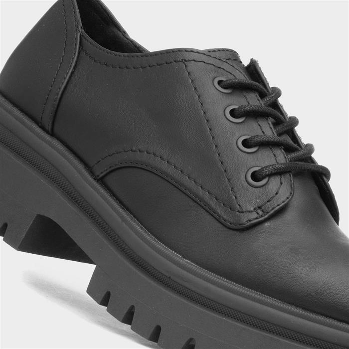 Donna Womens Black Chunky Lace Up Shoe