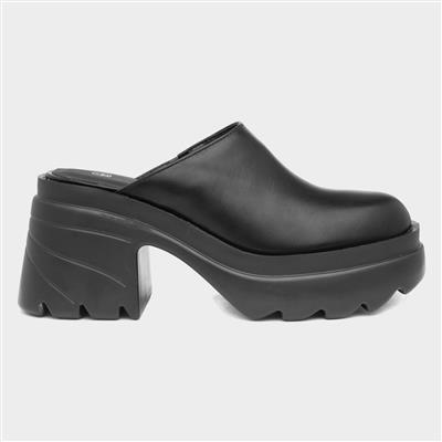 Giovana Womens Black Chunky Mule Shoe