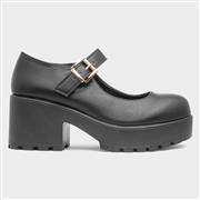 Heart Kelly Womens Black Chunky Shoe (Click For Details)