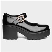 Sedai Kelly Womens Black Patent Chunky Shoe (Click For Details)