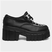 Heart Womens Black Studded Chunky Shoe (Click For Details)