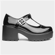 Heart Katie Womens Black Patent Heeled T-Bar Shoe (Click For Details)