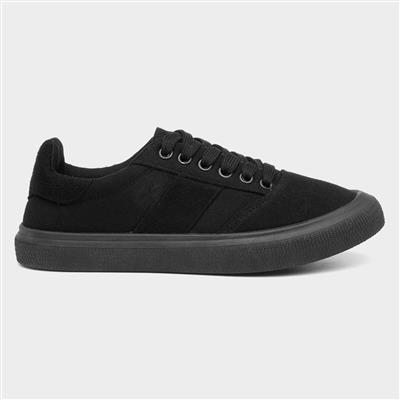 Womens Black Lace Up Canvas