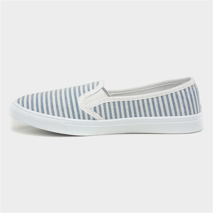 Lilley Womens Blue & White Striped Slip On Canvas-160017 | Shoe Zone