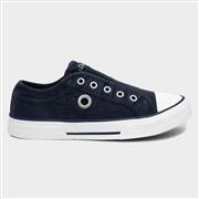 S Oliver Womens Navy Slip On Canvas Shoe (Click For Details)
