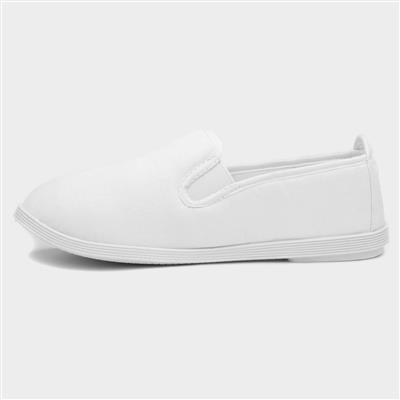 Womens White Slip On Canvas Shoe