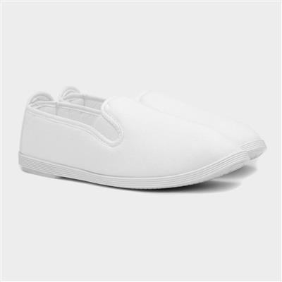 Womens White Slip On Canvas Shoe