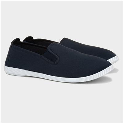 navy blue slip on canvas shoes