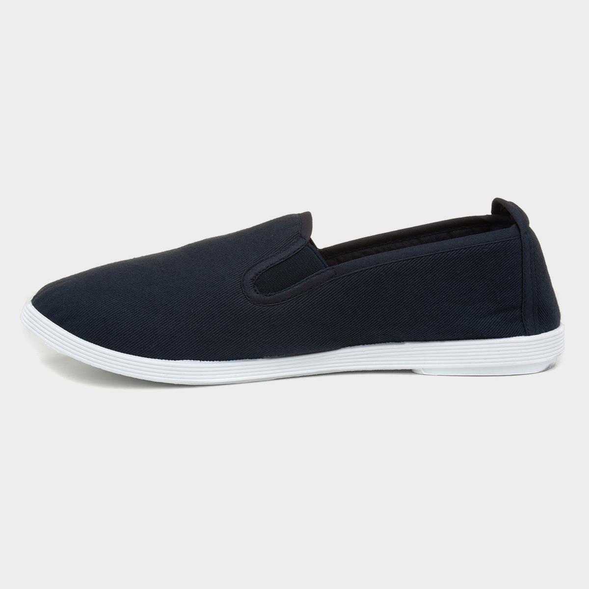 navy blue slip on canvas shoes