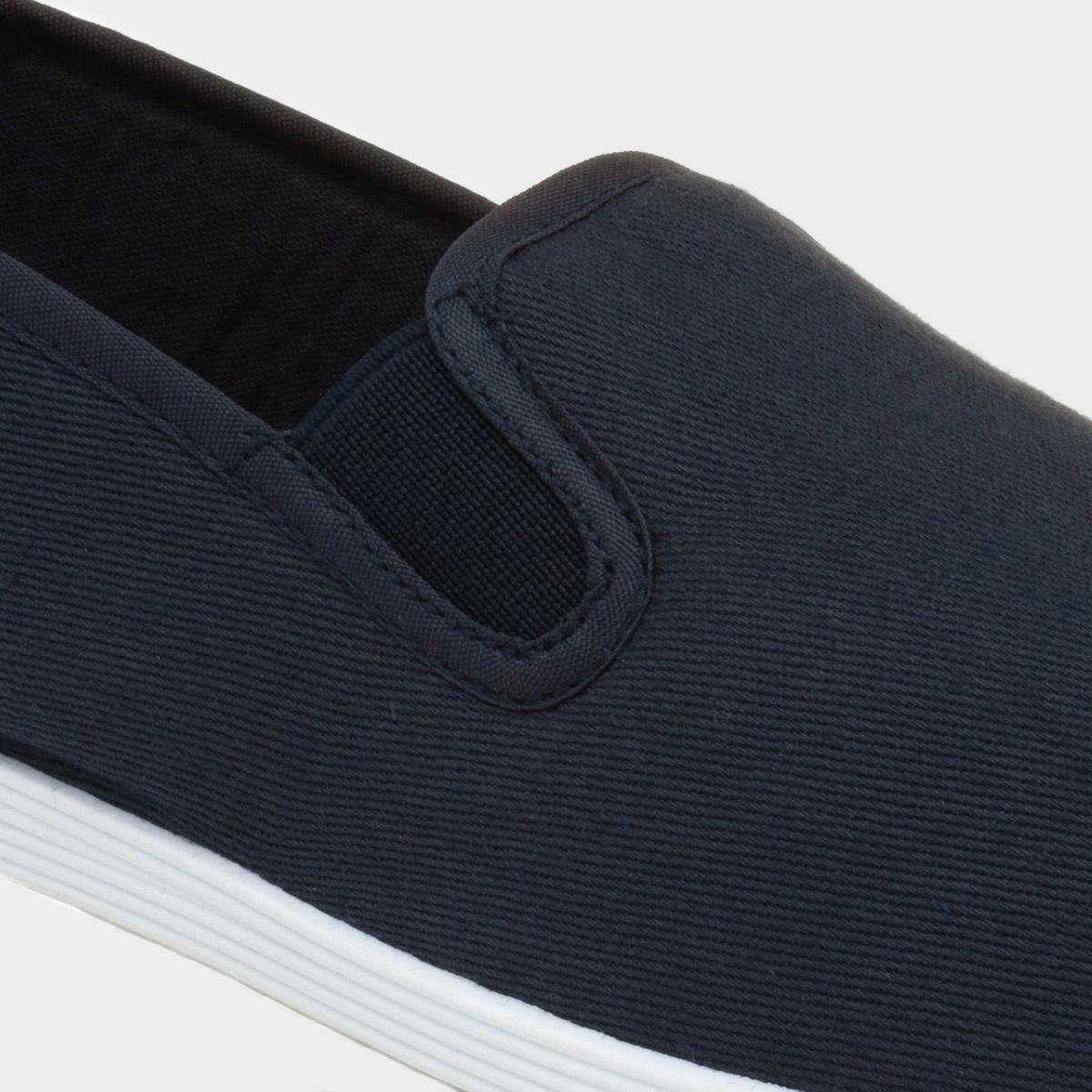 navy blue slip on canvas shoes