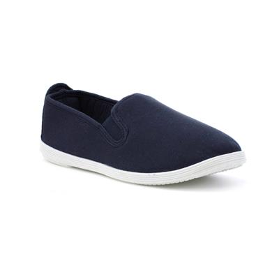 BLU Womens Navy Slip On Canvas Shoe-16007 | Shoe Zone