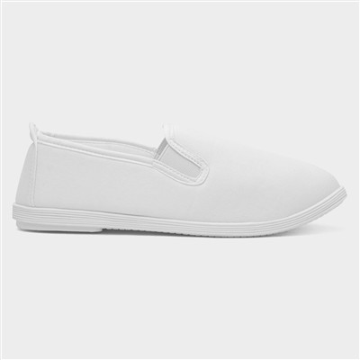 Womens White Slip On Canvas Shoe