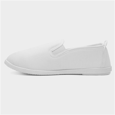 Womens White Slip On Canvas Shoe