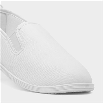 Womens White Slip On Canvas Shoe