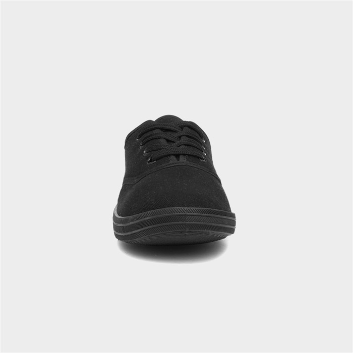Womens Black Lace Up Canvas Shoe