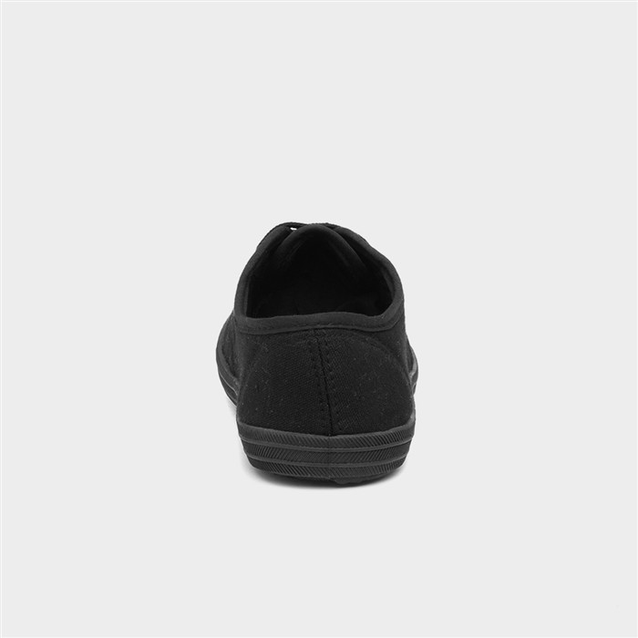 Womens Black Lace Up Canvas Shoe
