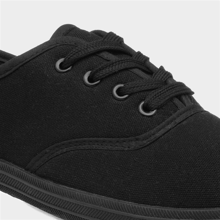 Womens Black Lace Up Canvas Shoe