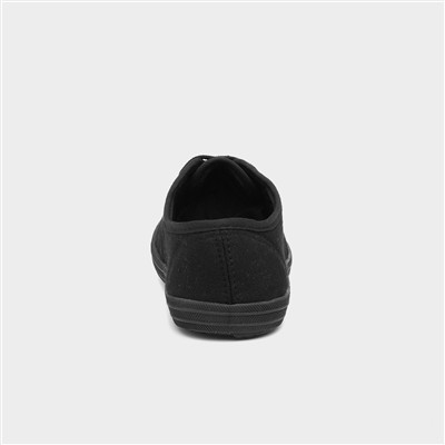 Womens Black Lace Up Canvas Shoe