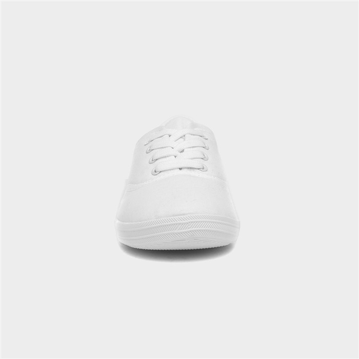 Womens White Lace Up Canvas Shoe