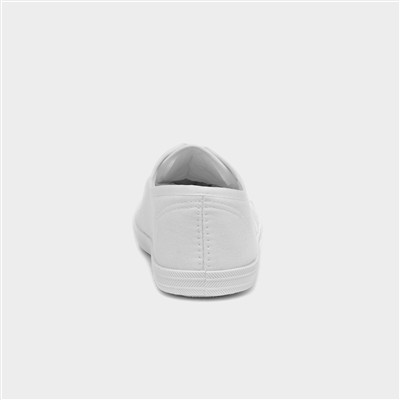 Womens White Lace Up Canvas Shoe