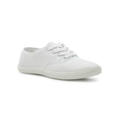 Womens White Lace Up Canvas Shoe-16019 | Shoe Zone