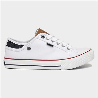 Ray Womens White Lace Up Canvas