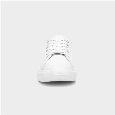Polly Womens White Lace Up Casual Shoe