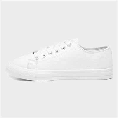 Polly Womens White Lace Up Casual Shoe