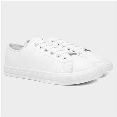 Polly Womens White Lace Up Casual Shoe