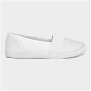 Lilley Womens White Slip On Canvas Shoe (Click For Details)
