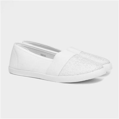 Lilley Womens White Slip On Canvas Shoe-165015 | Shoe Zone
