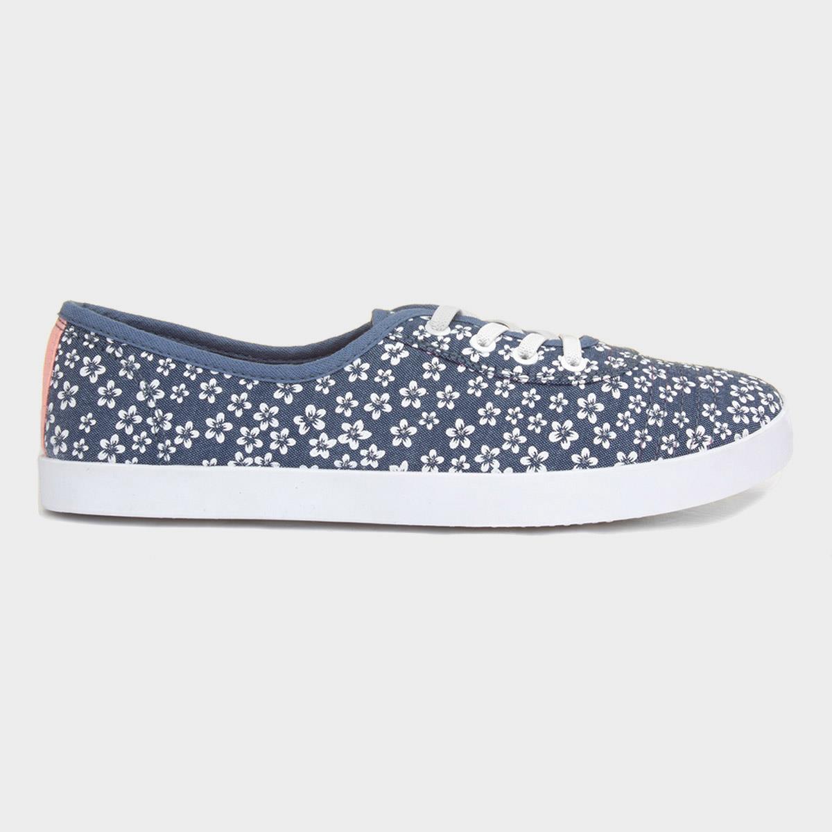Lilley Womens Blue & White Floral Canvas Shoe-165016 | Shoe Zone