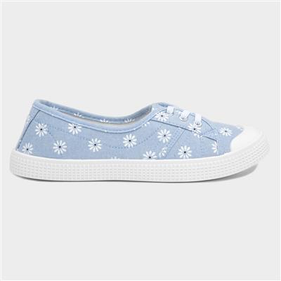 Womens Blue Daisy Print Canvas Shoe