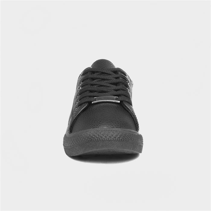 Womens Black Lace Up Flat Casual Shoe
