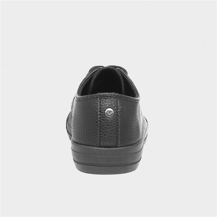 Womens Black Lace Up Flat Casual Shoe