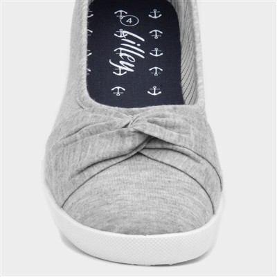 Womens Grey Jersey Slip On Canvas