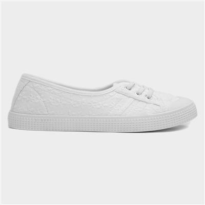 Womens White Floral Canvas