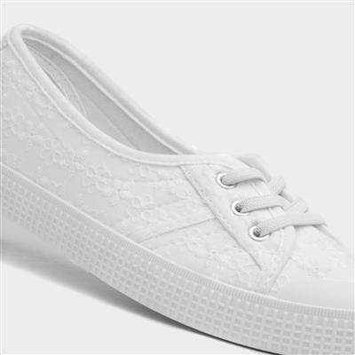 Phoebe Womens White Floral Canvas