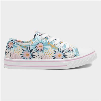 Meru Womens Tropical Print Lace Up Canvas