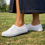 Lilley Womens White Floral Slip On Canvas Shoe (Click For Details)