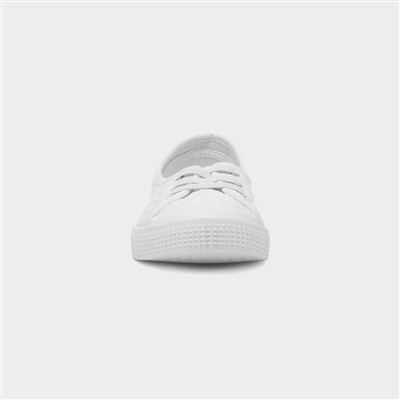 Womens White Floral Slip On Canvas Shoe