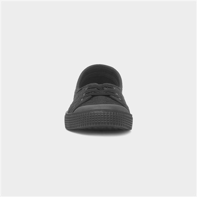 Womens Black Floral Slip On Canvas